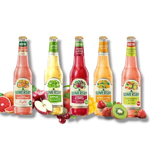 Somersby Bier Mix 0,4l - Teste 5 verschiedene Sorten in einem Set! - Cherry- Apple, Apple, Strawberry-Kiwi, Grapefruit light & Mango! (Insgesamt 20 Flaschen) von Bier