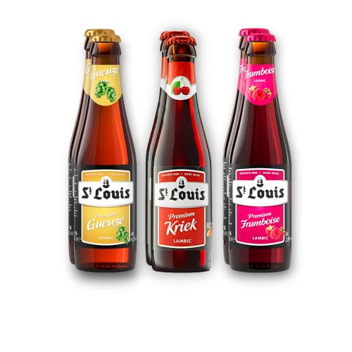 St. Louis Premium Bier Mix - Je 2 x Kriek, Framboise & Gueuze - Fruchtbier aus Belgien- Lambic (Insgesamt 6 Flaschen) von Bier