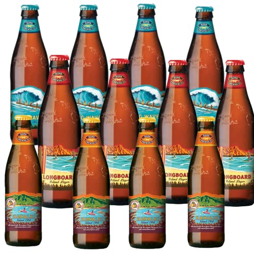 Teste Bier aus Hawaii 12 Flaschen je 4 Big Wave, Longboard Lager,Hanalei IPA Beer Kona Brewery von Bier