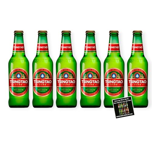Tsingtao Bier – 6 x 330 ml Flasche | Chinesisches Lagerbier mit 4,7 % Vol | Erfrischend & Leicht | inkl. Haus der Biere Berlin Bierdeckel von Bier