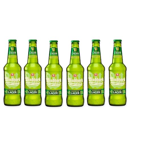 Windhoek Lager Bier 6 x 0,33l- Das afrikanische Sommerbier aus Namibia mit 4% Vol.-Inkl. Haus der Biere Berlin Bierdeckel von Bier