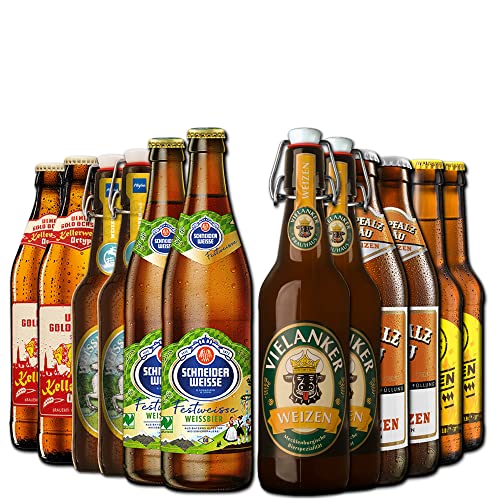 Weizen Bierpaket von BierSelect - 12 beste Flaschen Weißbier in einem Paket - Top Geschenk Bier Paket von BierSelect