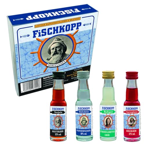 Fischkopp Mini's- Spirituosen (4 x 20 ml verschiedene Likörspezialitäten) von Bierundmehr