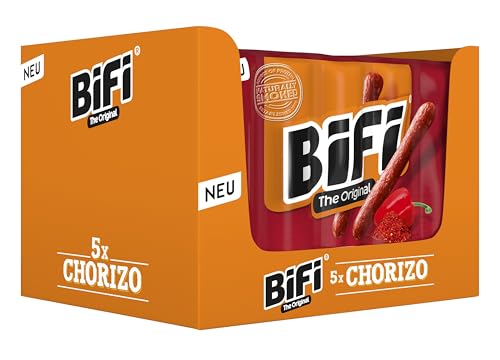 BiFi Chorizo Sticks – 110er Pack (110 x 20g) – Wurst Snack To Go - Luftgetrocknet Fleisch & Wurstwaren Paket - Chorizo fleischwurst mit Paprika, Chili und Knoblauch - Ideale Knabberbox - Wurstpaket von Bifi