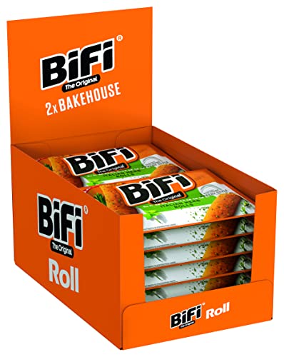 BiFi Bakehouse Roll - 12er Pack (12x 2 x 40 g) – Herzhafter, Salami Fleischsnack – Snack im Teigmantel mit italienische Kräutern von Bifi