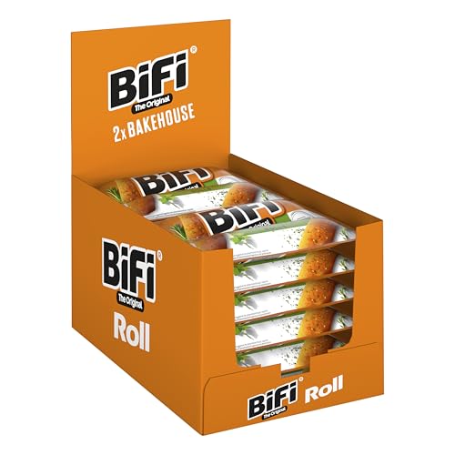 BiFi Bakehouse Roll – 24er Pack (12 x 2 x 40g) - Salami Snack in einem lockeren Teig – Original Wurstsnack To Go - für Unterwegs, im Büro oder beim Sport - mit italienische Kräutern von Bifi