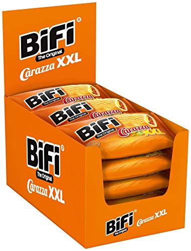 BiFi Carazza Original XXL - 16er Pack (16 x 75g) – Pizza Snack - Mini Pizza To Go - für Unterwegs, das Büro und die Mittagspause - mit Salami, Pizzasauce und Käse von Bifi