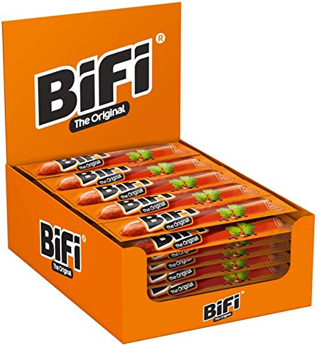 BiFi Original – 40er Pack (40 x 25 g) – Herzhafter Salami Fleischsnack – Geräucherte Mini Wurst als Snack to go von Bifi