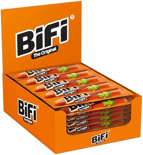 BiFi Original – 16er Pack (16 x 4 x 18.5g) - Salami Sticks – Original Wurstsnack To Go - Luftgetrocknet- für Unterwegs, im Büro oder beim Sport - mit Pfeffer, Koriander und Knoblauch von Bifi