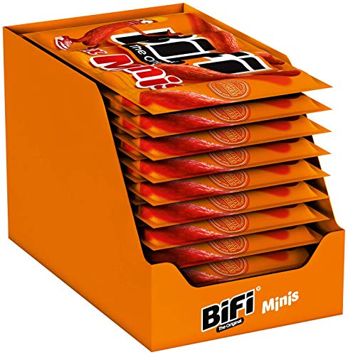 Bifi Original Junior – 20er Pack (20 x 4 x 10 g) – herzhafter Salami Fleischsnack – geräucherte Mini Wurst als Snack To Go von Bifi