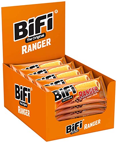 BiFi Ranger – 20er Pack (20 x 50 g) – Herzhafter Salami Snack im Teigmantel – Wurstsnack to go mit Beef, Beans & Bacon von Bifi