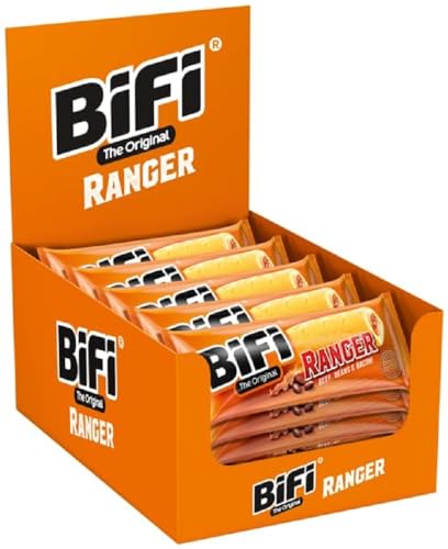 BiFi Ranger - 20er Pack (20 x 60g) – Wurstsnack mit Bohnen und Bacon in einem Teig - Original Salami-Snack to Go - für Unterwegs, im Büro oder beim Sport - Rind- und Schweinefleisch von Bifi