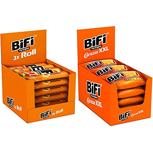 BiFi Roll – 10er Pack (10 x 3 x 45 g)– Snack im Teigmantel – Herzhafter, original Salami Fleischsnack & Carazza Original XXL – 16er Pack (16 x 75 g) – Herzhafter Pizzasnack zum Mitnehmen von Bifi