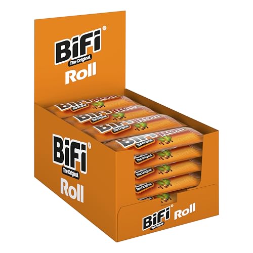 BiFi Roll – 12er Pack (12 x 2 x 40g) – Salami Snack in einem lockeren Teig – Original Wurstsnack To Go - für Unterwegs, im Büro oder beim Sport - mit Pfeffer, Koriander und Knoblauch von Bifi
