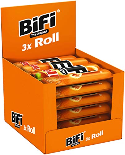 BiFi Roll – 30er Pack (10 x 3 x 45g) – Salami Snack in einem lockeren Teig – Original Wurstsnack To Go - für Unterwegs, im Büro oder beim Sport - mit Pfeffer, Koriander und Knoblauch von Bifi