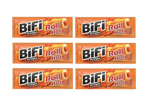 BiFi Roll Hot scharf – 6er Pack (6 x 45 g) – Herzhafter, pikanter Salami Fleischsnack – Snack im Teigmantel von Bifi