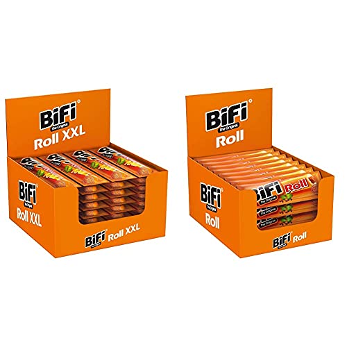 BiFi Roll XXL – 24er Pack (24 x 70 g)– Snack im Teigmantel – Herzhafter, großer Salami Fleischsnack & Roll – 24er Pack (24 x 45 g) – Snack im Teigmantel – Herzhafter, original Salami Fleischsnack von Bifi