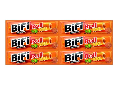 BiFi Roll XXL – 6er Pack (6 x 70 g) – Herzhafter, pikanter Salami Fleischsnack – Snack im Teigmantel von Bifi