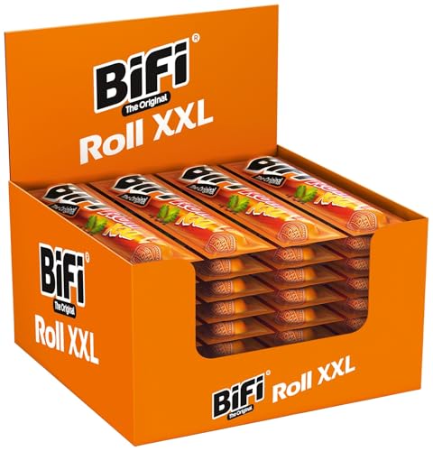 BiFi Roll XXL – 12er Pack (24 x 70g) – Salami Snack in einem lockeren Teig – Original Wurstsnack To Go - für Unterwegs, im Büro oder beim Sport - mit Pfeffer, Koriander und Knoblauch von Bifi