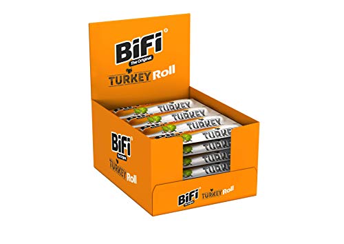 BiFi Roll Turkey - 24er Pack (24 x 45g) - Herzhafter Truthahn–Salami Fleischsnack – Snack im Teigmantel - für Unterwegs, im Büro oder beim Sport - mit Pfeffer, Koriander & Knoblauch von Bifi