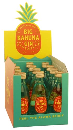 Big Kahuna Gin Miniaturen 12er Box (12 x 50ml) | Feel the Aloha Spirit | Mit dem natürlich frischem Geschmack der Ananas | 12er Set in Probiergröße | 12 x 50ml von Big Kahuna