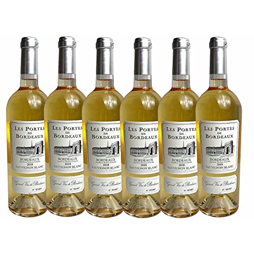 Sauvignon Weisswein Les Portes de Bordeaux - 6 x, Jahrgang 2018 0.75l, 12% Alkohol 7,98 EUR/l von Bilderrahmen Neumann