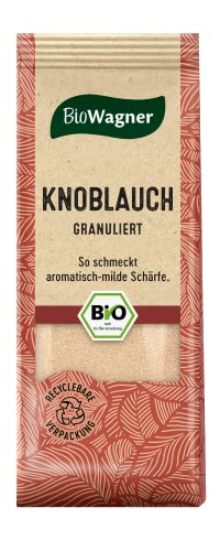 BioWagner - Bio Knoblauch granuliert | perfekt zu Dips, Grillfleisch oder Kartoffelgerichten | naturbelassene Bio-Zutaten | recyclebare Verpackung | 60 g von BioWagner