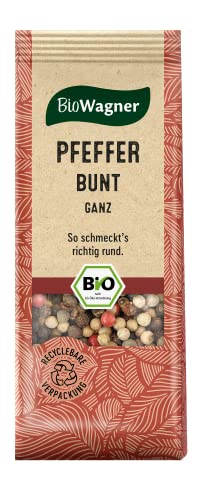 BioWagner - Bio Pfeffer bunt ganz | ideal für Saucen, Marinaden und Gemüse | naturbelassene Bio-Zutaten | recyclebare Verpackung | 50 g von BioWagner