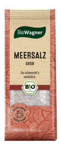 BioWagner - Bio grobes Meersalz | aus den Salzgärten des Ionischen Meeres | naturbelassene Bio-Zutaten | recyclebare Verpackung | 100 g von BioWagner