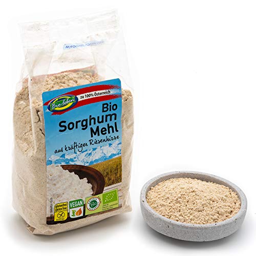 Bio Sorghummehl – 6 x 300g – Gentechnik- und glutenfrei – Mehl aus stechapfelfreier, ungeschälter Sorghum Hirse – Aus Österreich – Rohkost von Bio-leben