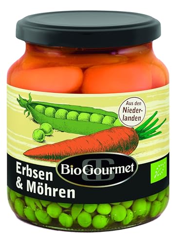 BioGourmet Erbsen & Möhren gekocht 1 x 350g Glas Bio von BioGourmet