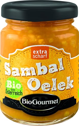 BioGourmet Sambal Oelek Extra Scharf – Gelbe Bio-Chilipaste mit intensivem Aroma, vegan, ohne Zusatzstoffe, perfekt für Curry, Pasta & mehr – 103g Glas von BioGourmet