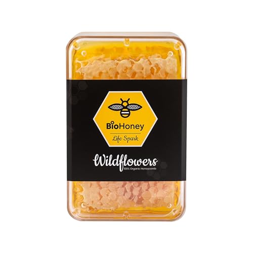 BioHoney Bio Akazienwaben 200 g – 100% reine, rohe Gourmet-Waben, 100% natürlich honig, ohne Konservierungsstoffe, ohne Zusatzstoffe, frisch aus den Bienenhäusern, SGS-zertifiziert, GB-ORG-04 von BioHoney
