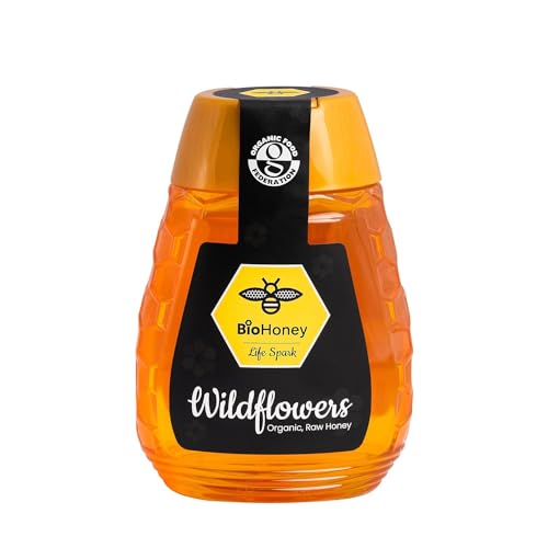 BioHoney Wildblumen Bio-Honig 250 g 100% Rohhonig direkt aus den Bienenhäusern Bio-GB-ORG-04 und SGS-Qualität zertifiziert 100% natürlich, ohne Konservierungsstoffe, ohne Zusatzstoffe BioHoney.uk von BioHoney