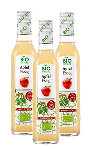 BioNaturo - Bio Apfelessig Naturtrüb 3x250ml – Ungefiltert, Mit „Mutter des Essigs“, Ideal für Salate, Saucen und Gesundheitsvorteile von BioNaturo