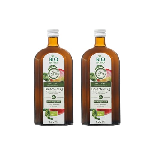 BIONATURO |Bio Apfelessig 6% 2x500ml - hochwertiger Essig aus ökologischen Äpfeln - naturtrüb, ungefiltert, reich an Nährstoffen - ideal für Küche, Diät&Gesundheit - Bio Apfelessig naturtrüb Essig BIONATURO |Bio Apfelessig 6% 2x500ml - hochwertiger Essig aus ökologischen Äpfeln - naturtrüb, ungefiltert, reich an Nährstoffen - ideal für Küche, Diät&Gesundheit - Bio Apfelessig naturtrüb Essig von BioNaturo