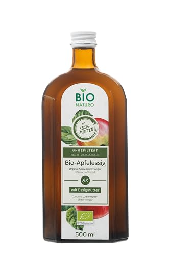 BIONATURO |Bio Apfelessig 6% 500ml - hochwertiger Essig aus ökologischen Äpfeln - naturtrüb, ungefiltert, reich an Nährstoffen - ideal für Küche, Diät&Gesundheit - Bio Apfelessig naturtrüb Essig vegan BIONATURO |Bio Apfelessig 6% 500ml - hochwertiger Essig aus ökologischen Äpfeln - naturtrüb, ungefiltert, reich an Nährstoffen - ideal für Küche, Diät&Gesundheit - Bio Apfelessig naturtrüb Essig vegan von BioNaturo