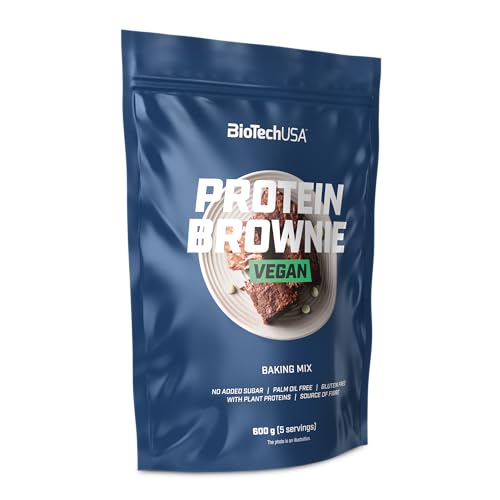 BioTechUSA Vegan Protein Brownie, Basispulver mit Erbsenprotein-Isolat, Reisprotein und Überzugsmittel, 600 g, Schokolade von BioTechUSA