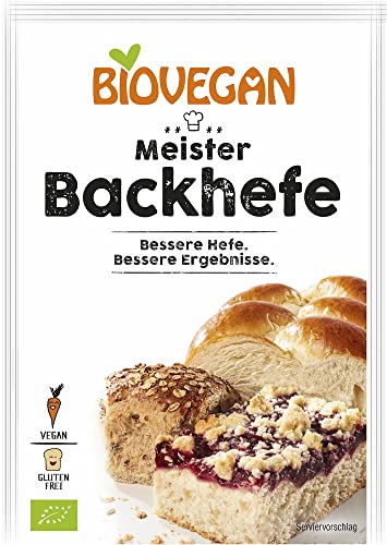 Bio Meister Backhefe, frische Hefe getrocknet zum Backen, maximale Hefe-Kraft, ideal für Brot, Kuchen und andere Speisen, glutenfrei und vegan 6 x 7g (42g) von Biovegan