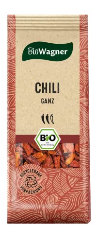 BioWagner - Bio Chilis ganz | angenehme Schärfe für Chili con Carne und Gemüsegerichte | naturbelassene Bio-Zutaten | recyclebare Verpackung | 20 g von BioWagner