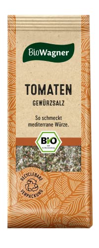 BioWagner - Bio Tomaten Gewürzsalz | mediterran-würzige Mischung | passt auch zu Pastasaucen, Salat oder Grillbutter | naturbelassene Bio-Zutaten | recyclebare Verpackung | 20 g von BioWagner