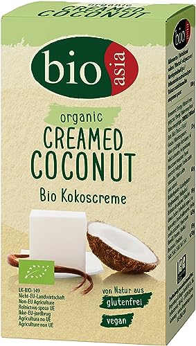 BIOASIA Bio Kokosnusscreme im Block, schnittfest, aus 100% Kokosnuss zum Verfeinern von Gerichten, vegan, halal, glutenfrei (10 x 200 g) von BIOASIA