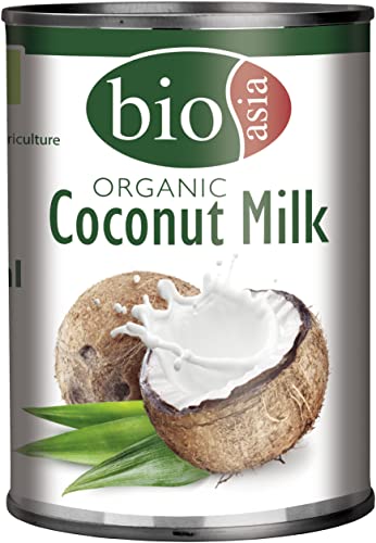 BIOASIA Bio Kokosnussmilch, Fettgehalt 18 %, Ideal zum Kochen, Backen, für Desserts und Cocktails, vegan, glutenfrei und laktosefrei (1 x 400 ml) von Bioasia