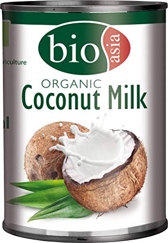 BIOASIA Bio Kokosnussmilch, Fettgehalt 18 %, Ideal zum Kochen, Backen, für Desserts und Cocktails, vegan, glutenfrei und laktosefrei (3 x 400 ml) von BIOASIA