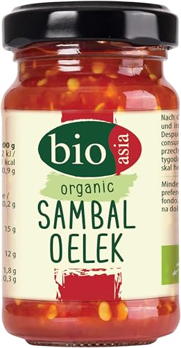 BIOASIA Bio Sambal Oelek, Feurig scharfe Paste aus roten Chilischote, zum Verfeinern von Wok-Gerichten, Reispfannen & Bratnudeln - 1 x 110 g von Bioasia