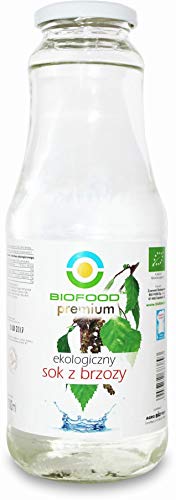 BIOFOOD premium - 100% natürliches Birkenwasser/Birkensaft ohne Zucker, aus ökologischem Anbau, 1000ml Glasflasche, wiederverschließbar von Biofood