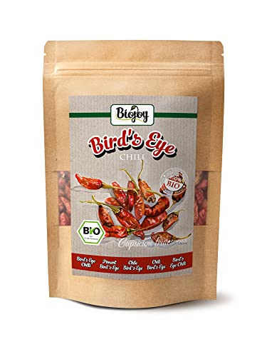 Biojoy BIO-Birds Eye Chili ganz (150 g), getrocknete Bird Eye Chili-Schoten, extrem scharf von Biojoy
