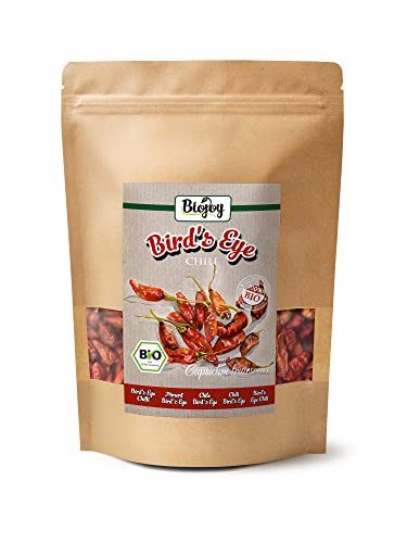 Biojoy BIO-Birds Eye Chili ganz (250 g), getrocknete Bird Eye Chili-Schoten, extrem scharf von Biojoy