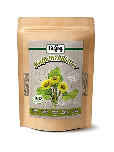 Biojoy BIO-Huflattich Tee (100 gr), Huflattich-Blätter getrocknet und geschnitten (Tussilago farfara) von Biojoy