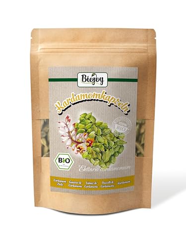Biojoy BIO-Kardamom Samen (250 gr), ganz und grün, Kardamomkapseln mit Schale (Elettaria cardamomum) von Biojoy